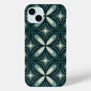 Coque iPhone 15 Mini formes vertes rétro