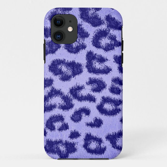 Coques Case-Mate iPhone Fourrure bleue pourpre Empreinte de léopard (Dos)