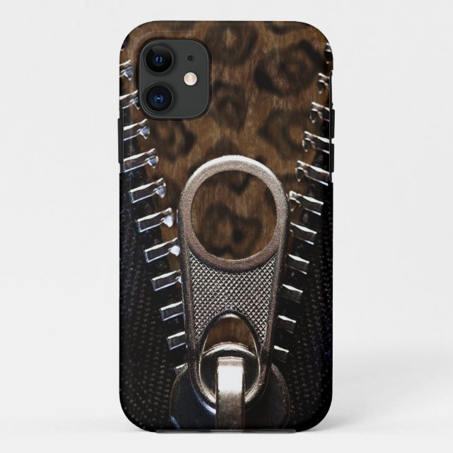 Coques Case-Mate iPhone Fourrure Zippered d'empreinte de léopard (Dos)