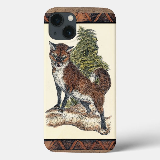 Coques Case-Mate iPhone Fox rustique faisant un pas sur un tronc d'arbre (Verso)