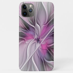 Case-Mate iPhone Case Fractal Floral Moderne Abstrait Fleur Rose Gris