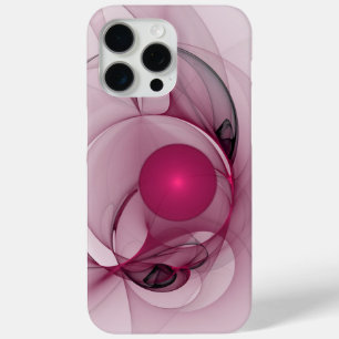 Coque iPhone 15 Pro Max Fractal, moderne Berry Abstrait Art rose