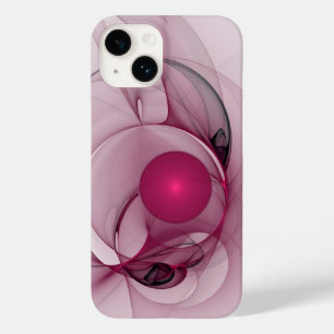 Coque Pour iPhone 14 Fractal, moderne Berry Abstrait Art rose