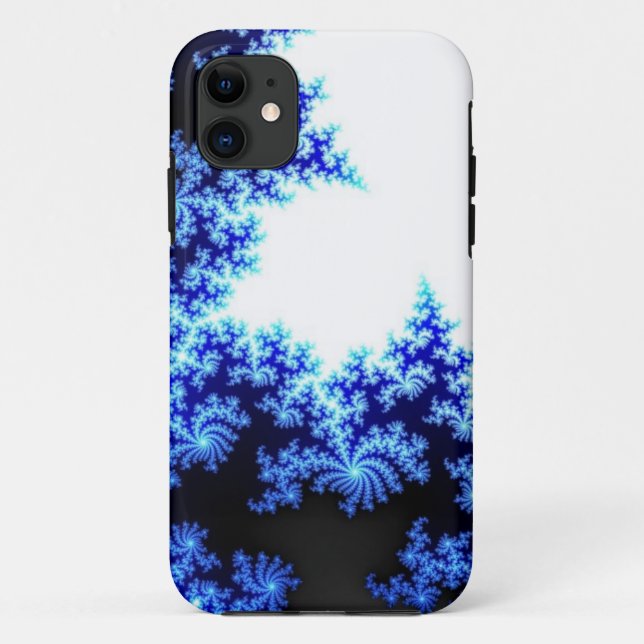 Coques Case-Mate iPhone fractale bleue et blanche (Dos)