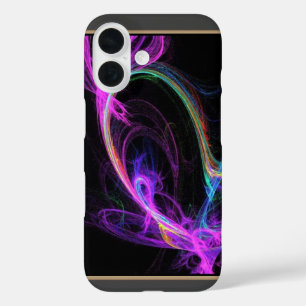 Coques iPhone 16 Fractale électrique rose