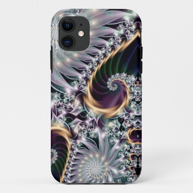 Coques Case-Mate iPhone Fractale spirale argentée de réflexion (Dos)
