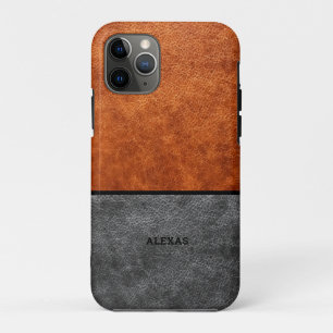 Case-Mate iPhone Case Fractionnement écran gris et brun vintage faux cui