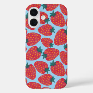 Coques iPhone 16 Fraise bleu
