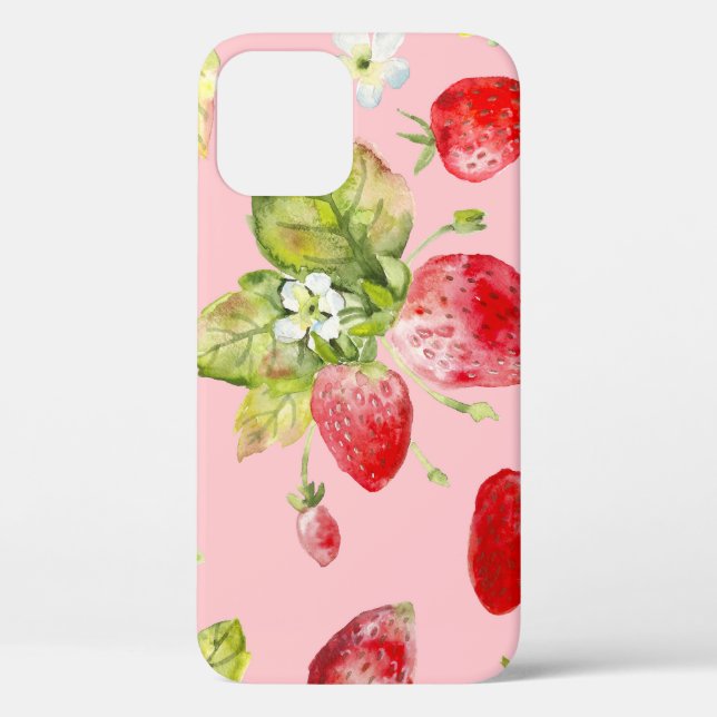 Coques Case-Mate iPhone Fraises d'aquarelle, motif transparent et fruité. (Verso)