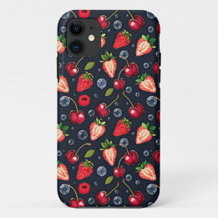 Case-Mate iPhone Case Fraises et cerises sur un arrière - plan sombre