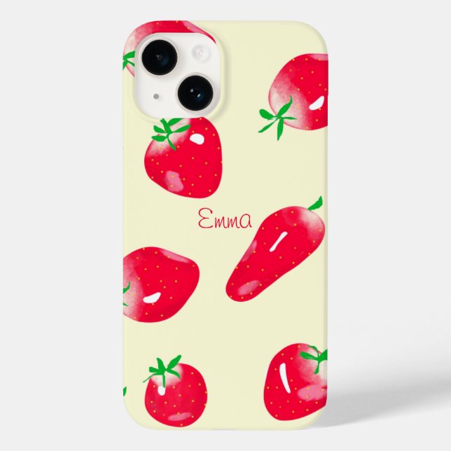 Coques Case-Mate iPhone Fraises rouges juteuses (beige) (Verso)