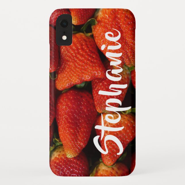 Coques Case-Mate iPhone Fraises rouges Nom personnalisé (Dos)