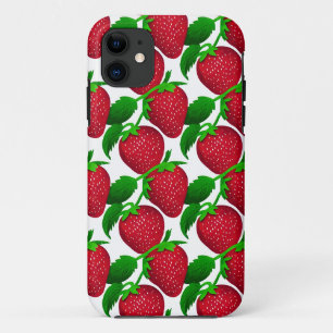 Case-Mate iPhone Case Fraises sur Motif Arrière - plan blanc