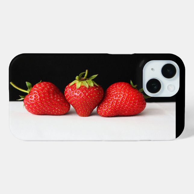 Coques Case-Mate iPhone Fraises Sur Noir Sur Blanc Iphcnm (Verso (horizontal))