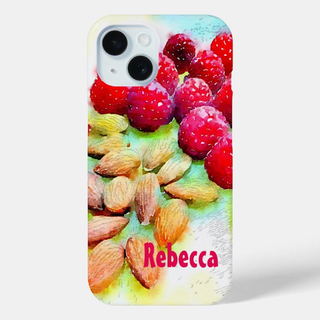 Coques Case-Mate iPhone Framboises et amandes Snack Aquarelle (Verso)