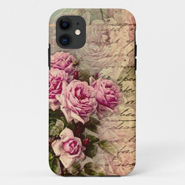 Coques Case-Mate iPhone francais chic, shabby chic, roses roses roses, flo (Dos)
