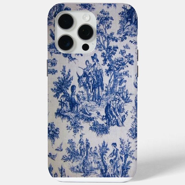 Coques Case-Mate iPhone Française toile de jouy bleu et blanc élégant (Verso)
