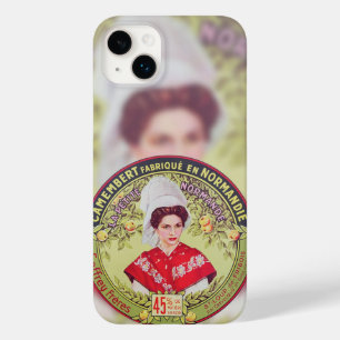 Coque Pour iPhone 14 Plus Fromage Camembert, Étiquette Vintage.