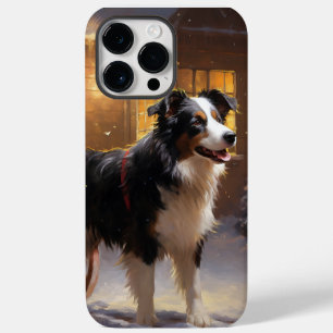 Coque Pour Pour iPhone 14 Pro Max Frontière Collie Festive de Noël