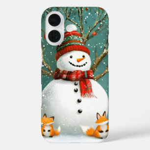 Coques iPhone 16 Frosty Winter Whimsical Snowman Fox Wonderland