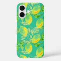 Fruit citron motif jaune vert turquoise