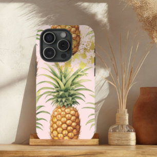 Coque Pour iPhone 15 Fruit d'ananas orange, rose et or