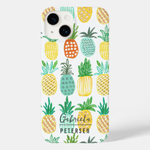 Coque Pour iPhone 14 Fruit d'ananas tropical moderne vert jaune