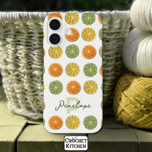 Coques iPhone 16 Fruit de Crochet frais moderne Nom des tranches d'
