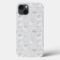 Fruits tropicaux sans couture motif noir et blanc