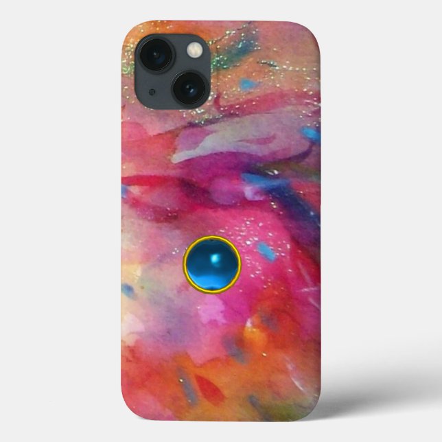 Coques Case-Mate iPhone FUCHSIA ROSE ABSTRAITE pierre saphir bleu (Verso)