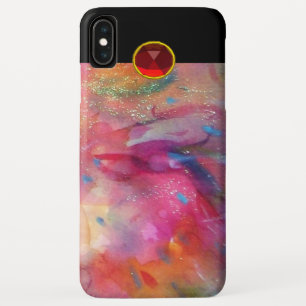 Coque Pour iPhone XS Max FUCHSIA ROSE BLEU ABSTRAIT Roue rubis pierre