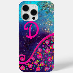 COQUE iPhone 15 PRO MAX FUCHSIE ROSE BLEU DÉCO ABSTRAIT MONOGRAM