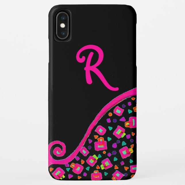 COQUES Case-Mate iPhone FUCHSIE ROSE NOIR DÉCO MONOGRAM ABSTRAIT (Dos)