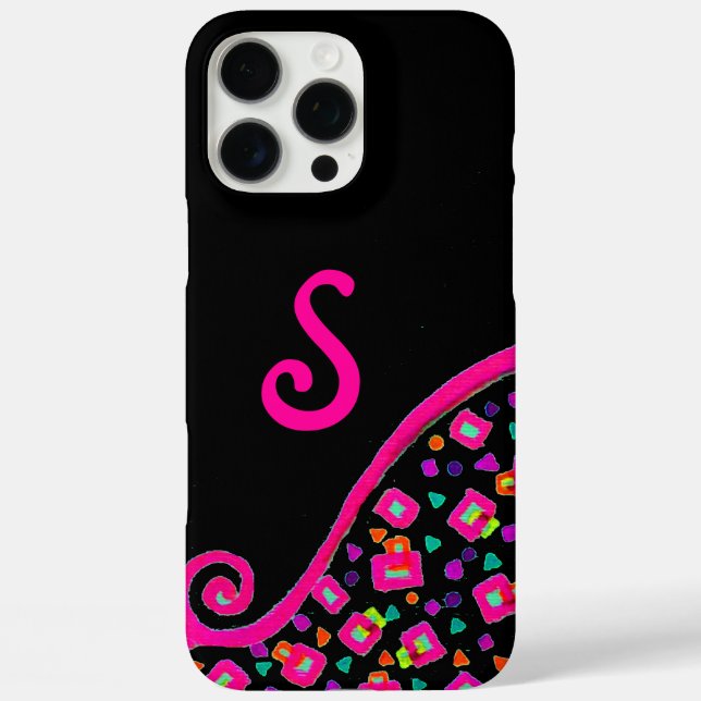 COQUES Case-Mate iPhone FUCHSIE ROSE NOIR DÉCO MONOGRAM ABSTRAIT (Verso)