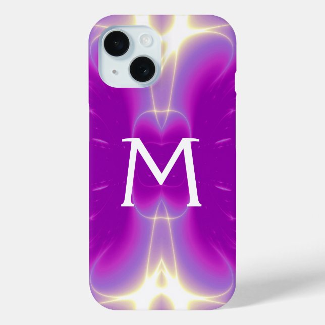 COQUES Case-Mate iPhone FUCHSIE ROSE VAGUES FRACTALES VITESSE MONOGRAMME (Verso)