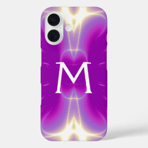 COQUES iPhone 16 FUCHSIE ROSE VAGUES FRACTALES VITESSE MONOGRAMME