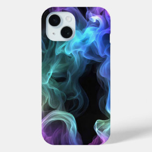 Coque Pour iPhone 15 Fumée Iridescente sur noir
