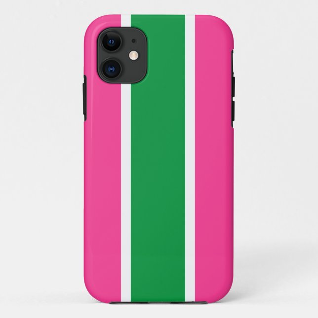 Coques Case-Mate iPhone Fun Bold Tropical Green Rose White Racing Stripes (Dos)