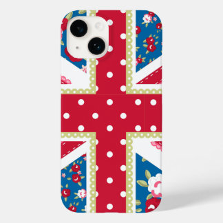 Coque Pour iPhone 14 Fun Folk Quilt British Union Jack Flowers
