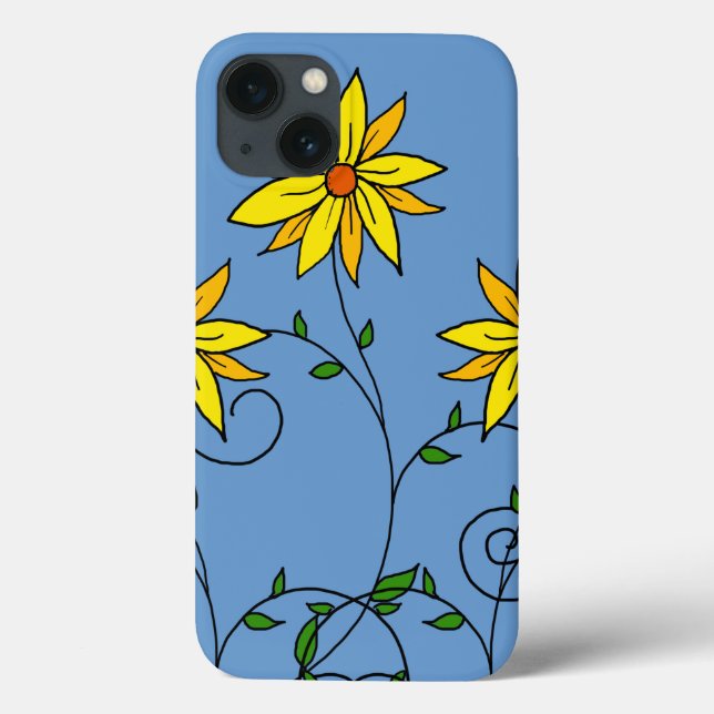 Coques Case-Mate iPhone Fun Fun Jaune Fleurs Jaunes Dodle Art (Verso)