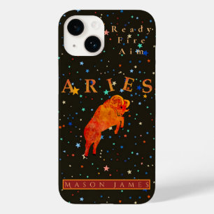 Coque Pour iPhone 14 Funny Aries Zodiac Noir Rouge Personnalisé