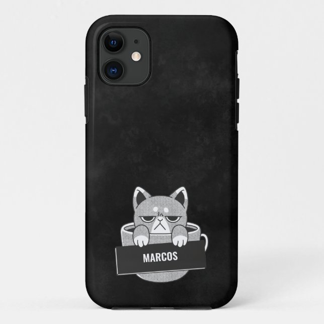 Coques Case-Mate iPhone Funny Cat café design personnalisé nom Coque-Mate  (Dos)