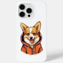 Coque iPhone 15 Pro Max Funny Corgi portant le Sweat - shirt à capuche