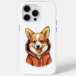 Coque iPhone 15 Pro Max Funny Corgi portant le Sweat - shirt à capuche