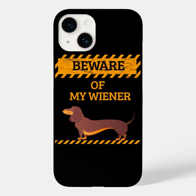 Coques Case-Mate iPhone Funny Dachshund Amoureux des chiens Méfiez-vous de (Verso)