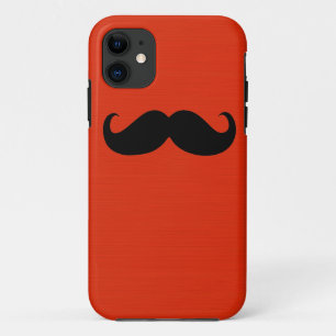 Coque Case-Mate Pour iPhone Funny Mustache noire sur Arrière - plan rouge oran