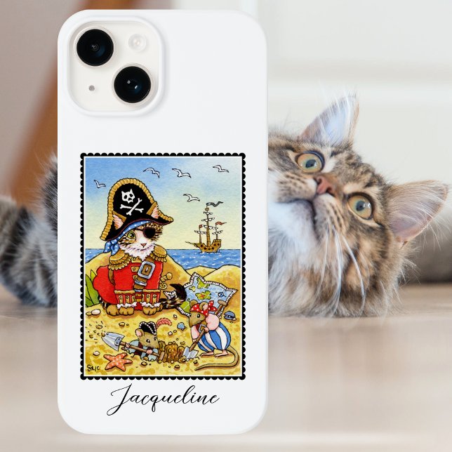 Coques Case-Mate iPhone Funny Pirate Chat Souris Nom personnalisé (Créateur téléchargé)