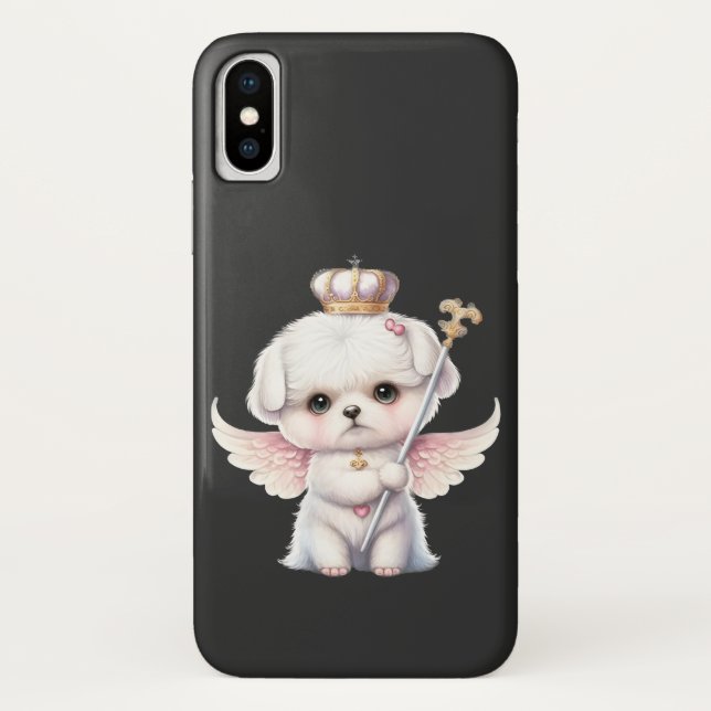 Coques Case-Mate iPhone Furry Joy : Angel Wing Maltese Chig Puppy Cadeau (Dos)