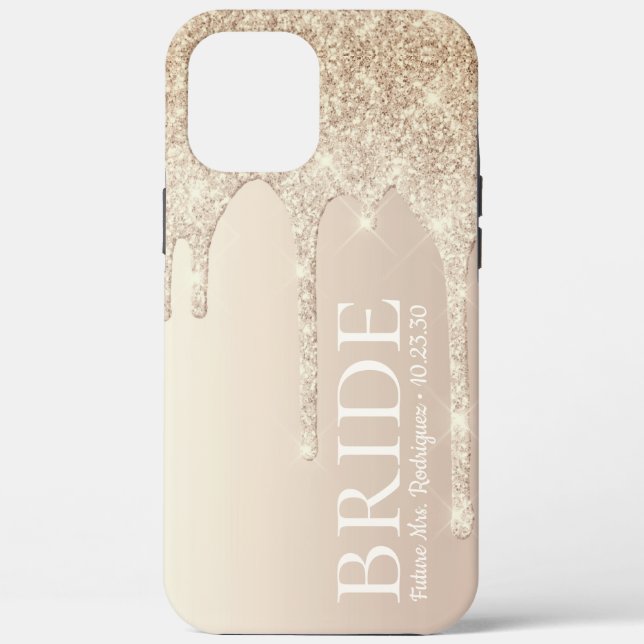 Coques Case-Mate iPhone Futur épouse Gold Glitter Drip Case-Mate iPhon (Verso)