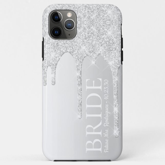 Coques Case-Mate iPhone Futur épouse Mrs Silver Glitter Drip (Dos)
